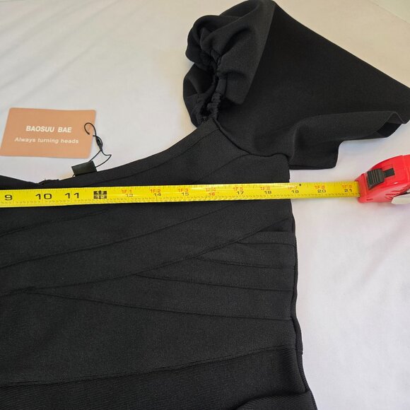 BAOSUU Midi Bodycon Dress Tummy Control Dress Sz: 12 Black - Picture 13 of 16